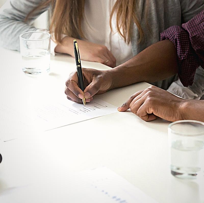 family customers signing prenuptial agreement